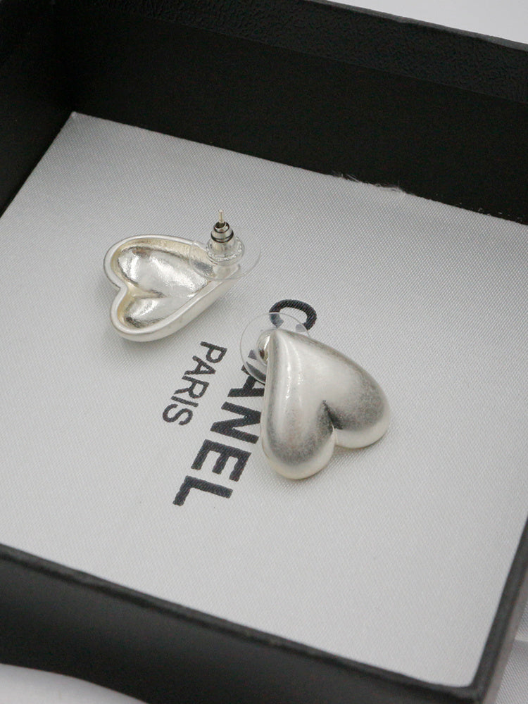Frosted Love Stud Earrings Old Vintage Style Peach Heart