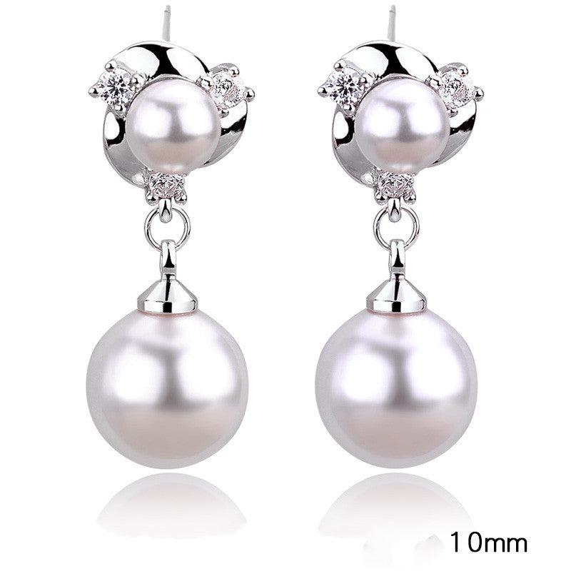 Style Tassel Clip Sterling Silver Pearl Earrings For Women