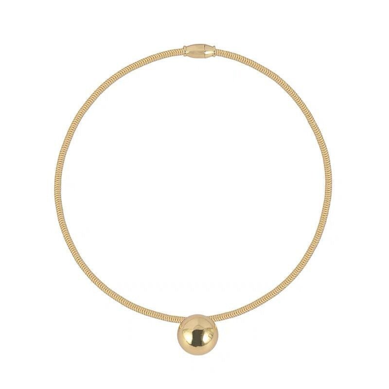 New Retro Hong Kong Style Metal Ball Necklace Women