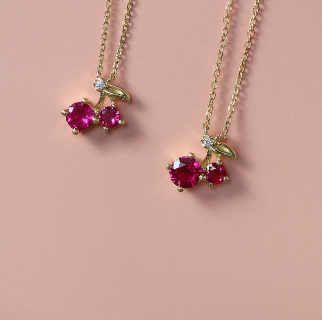 Small Cherry Light Luxury Pendant Creative Cute Girly Style Necklace For Women