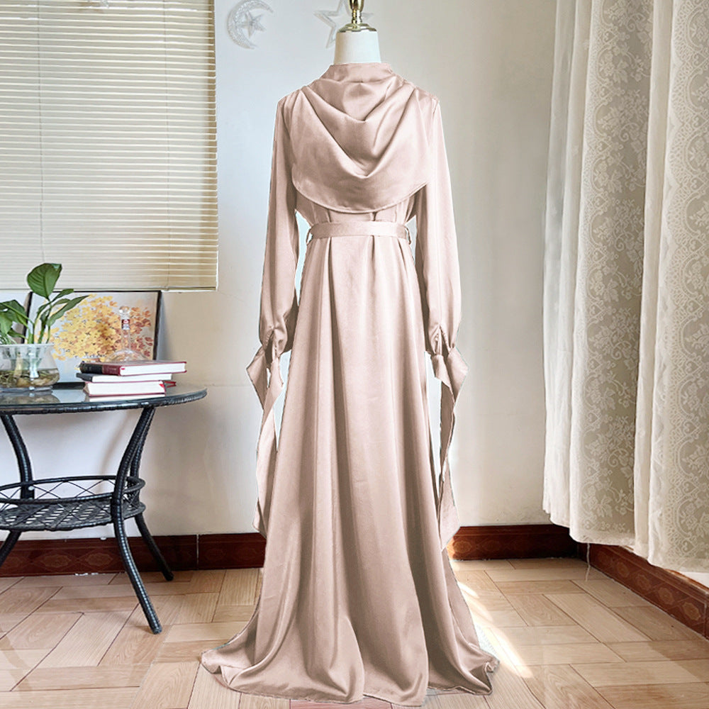 Muslim Pile Collar Robe And Ankle Dress