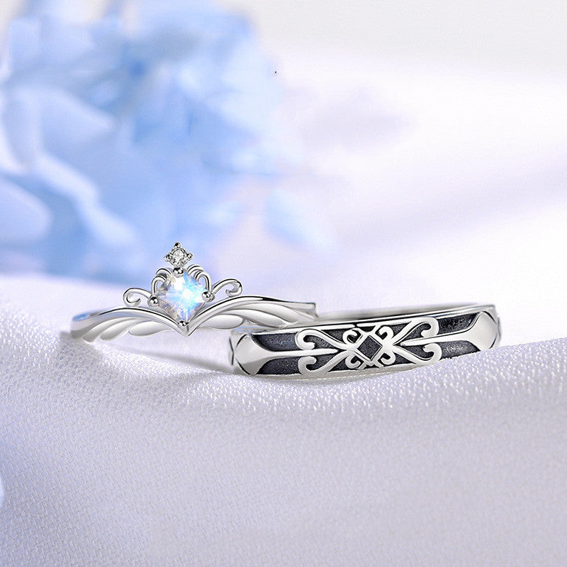 Do Old Moonstone Couple Rings Retro Princess Knight