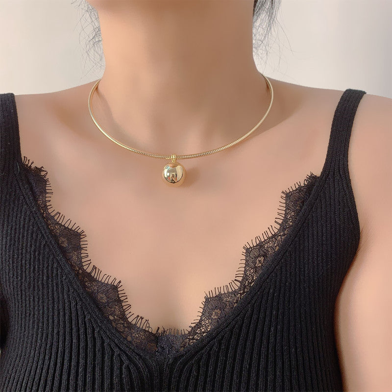New Retro Hong Kong Style Metal Ball Necklace Women