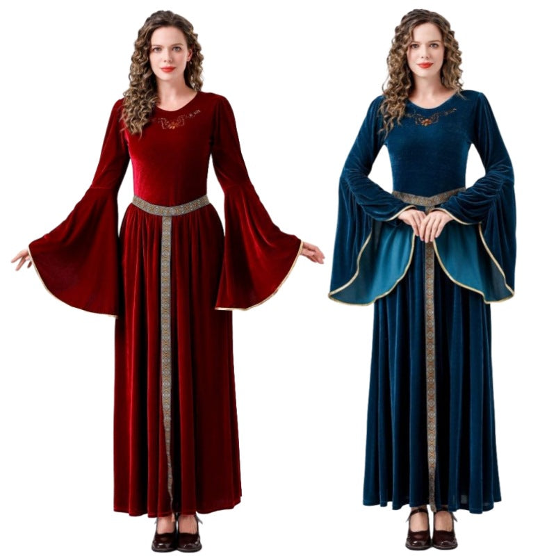 Medieval Clothing Adult Women's Retro Court Queen Long Dress Costumes