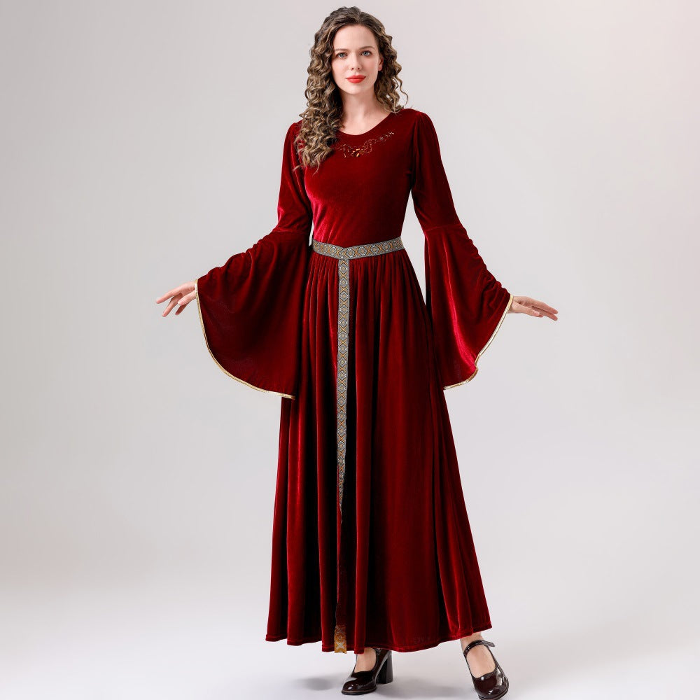 Medieval Clothing Adult Women's Retro Court Queen Long Dress Costumes