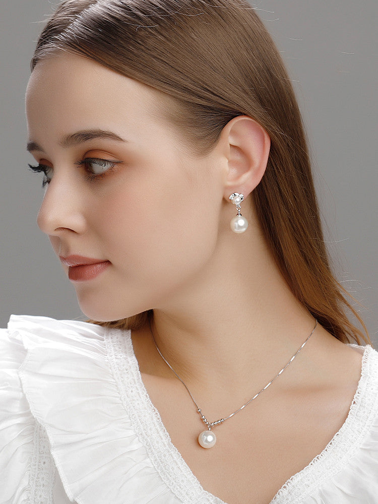 Style Tassel Clip Sterling Silver Pearl Earrings For Women