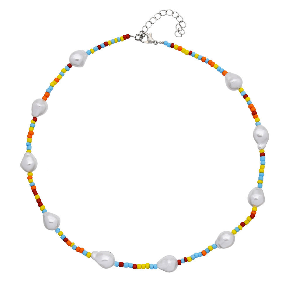 New Summer Multi-layer Fairy Style Pearl Metal Necklace Women