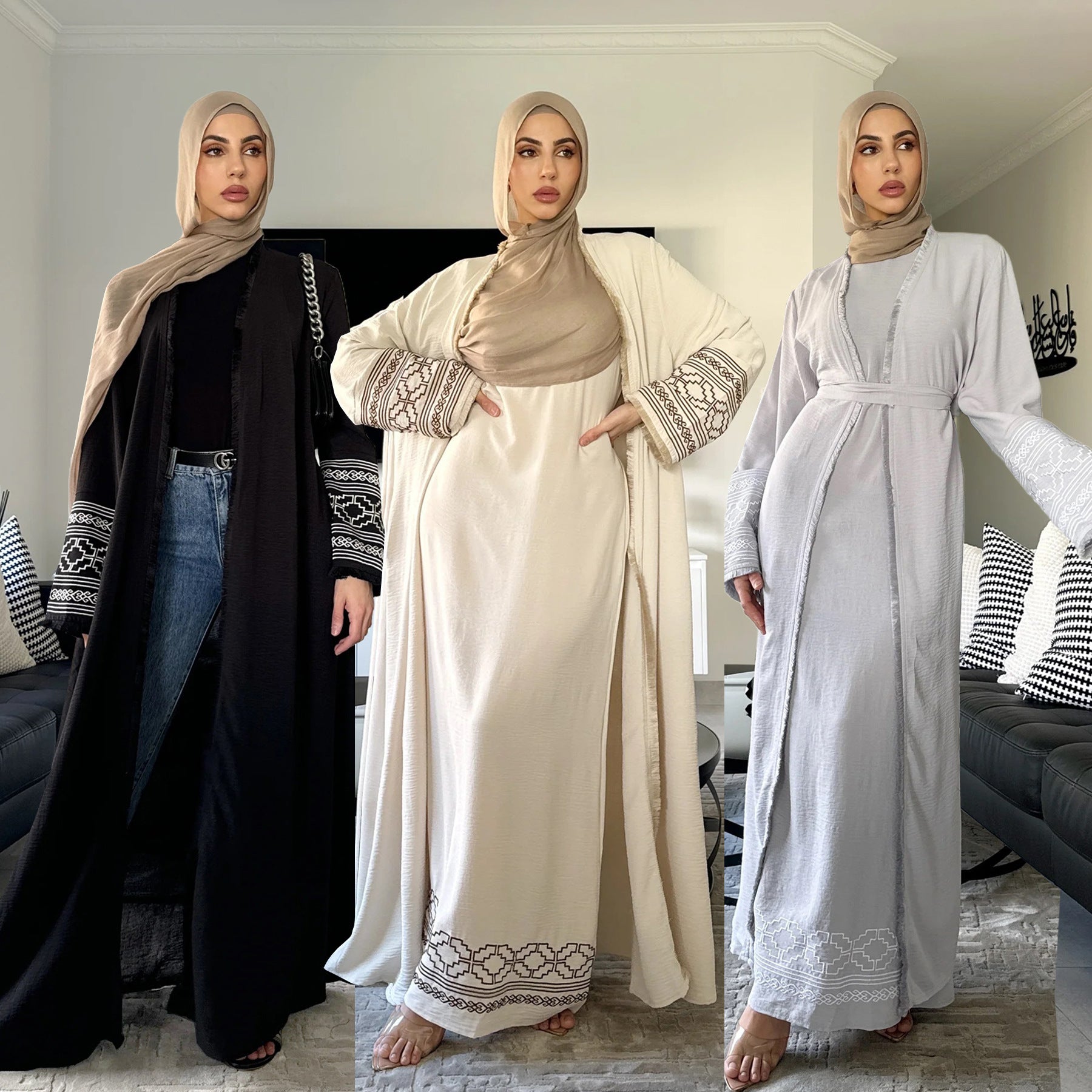 Fringe Cardigan Robe Muslim Dress