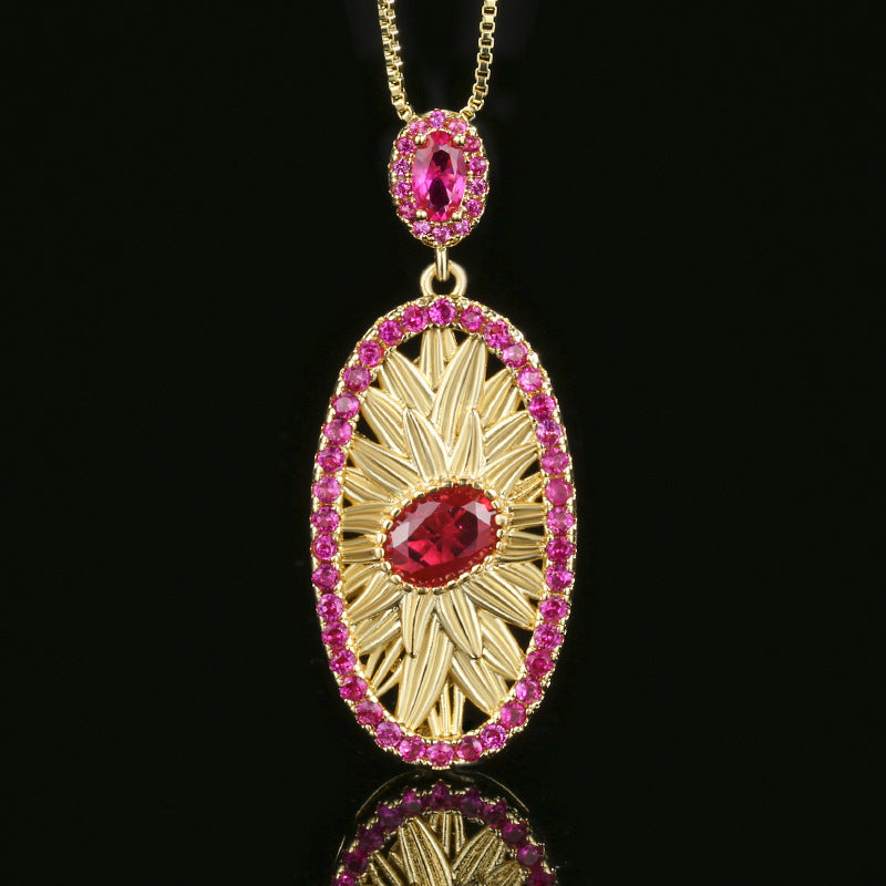 Gold-plated Simulation Red Corundum Design Old Money Style Suit