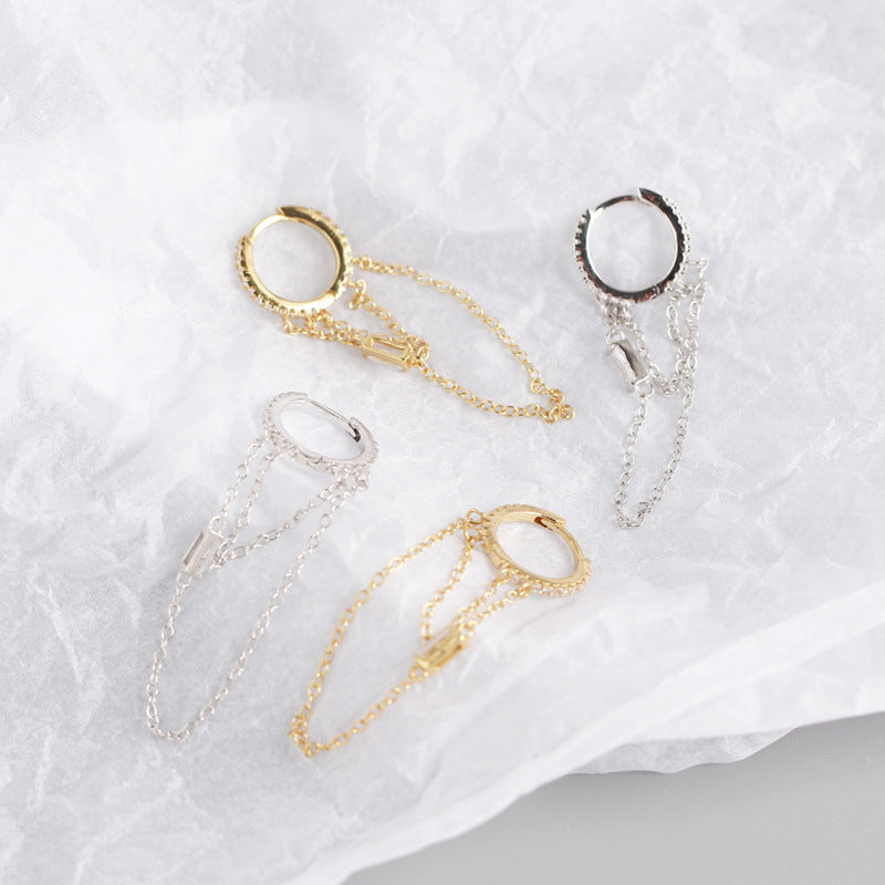 INS Style Chain Tassel Long Paragraph Ear Ring Wild Women Girl Silver Ear Jewelry