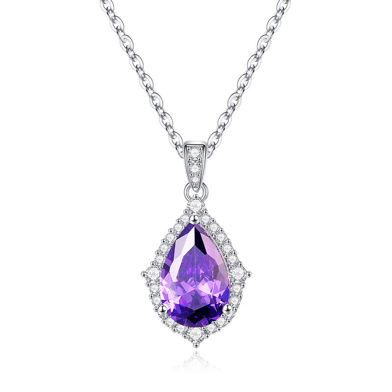 Necklace Korean Style Simple Amethyst Pendant Women