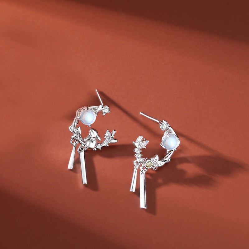 Original Mori Style Adorable Rabbit Earrings National Style Retro