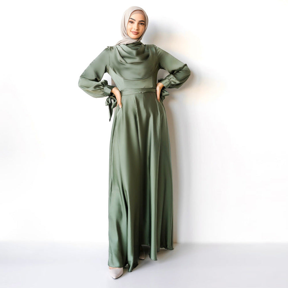 Muslim Pile Collar Robe And Ankle Dress