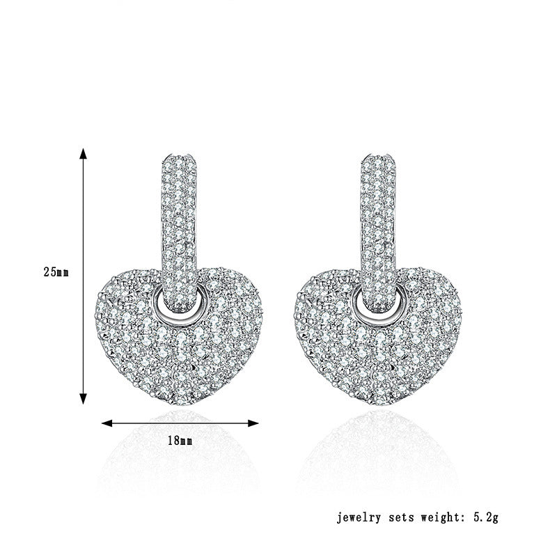 Temperament Style Diamond-studded Peach Heart Earrings Design Style
