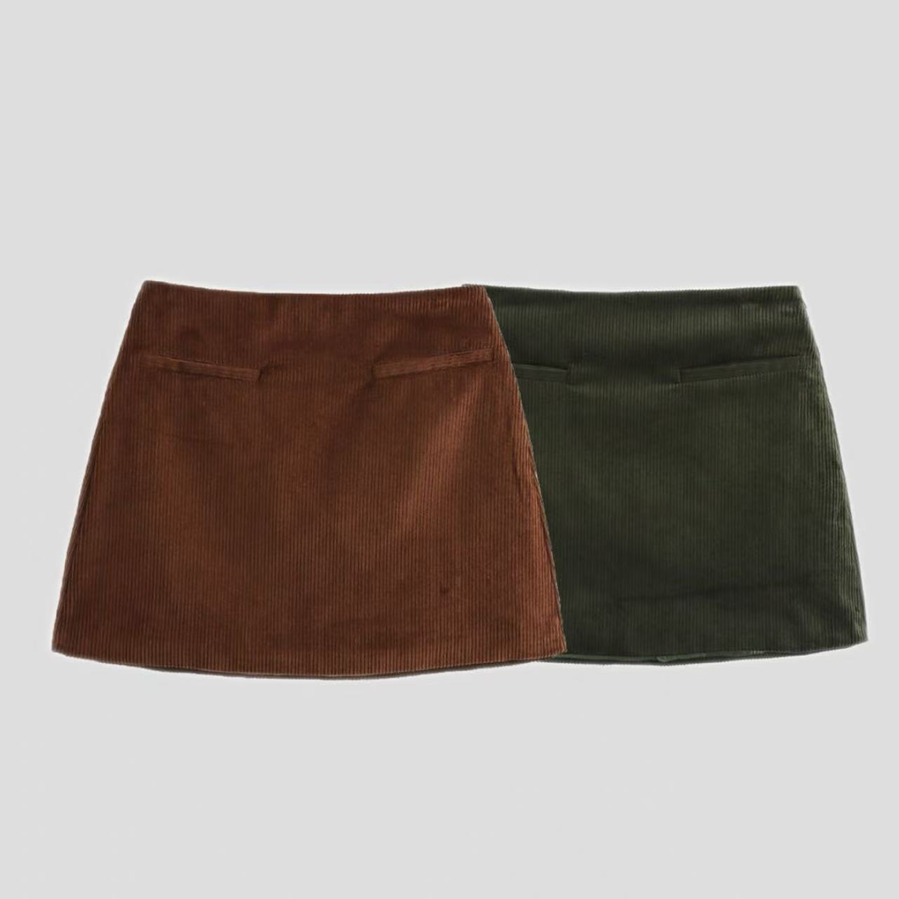 New Solid Color Corduroy Mini A- Line Skirt