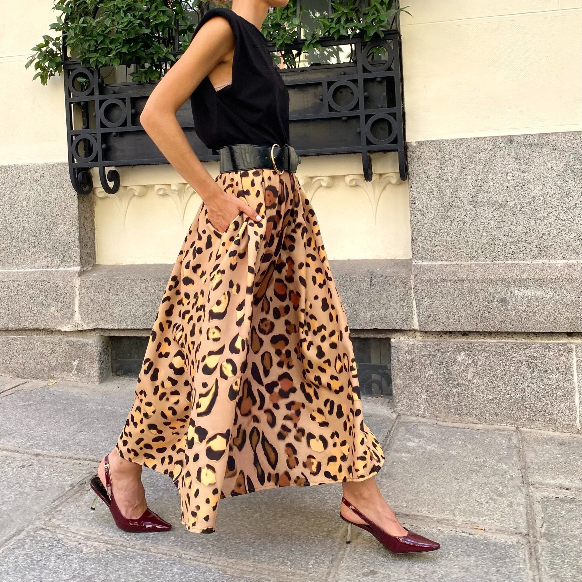 Women's All-match Leopard Print Elegant Big Hem Skirt