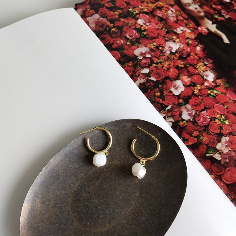 Korean Style Irregular Freshwater Pearl Earrings Women