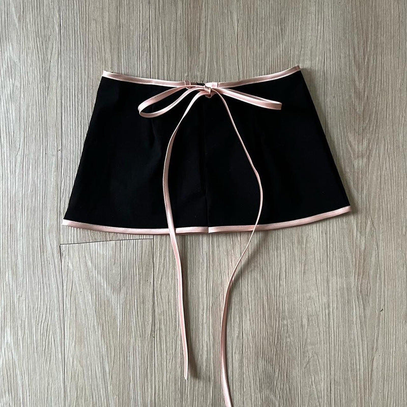 Black Camisole Bow Skirt Vest Suit
