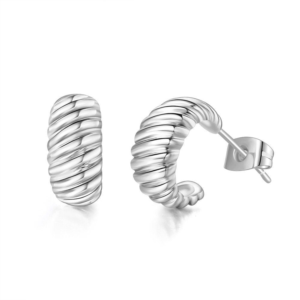 Simple French Style Croissant Stud Earrings For Women