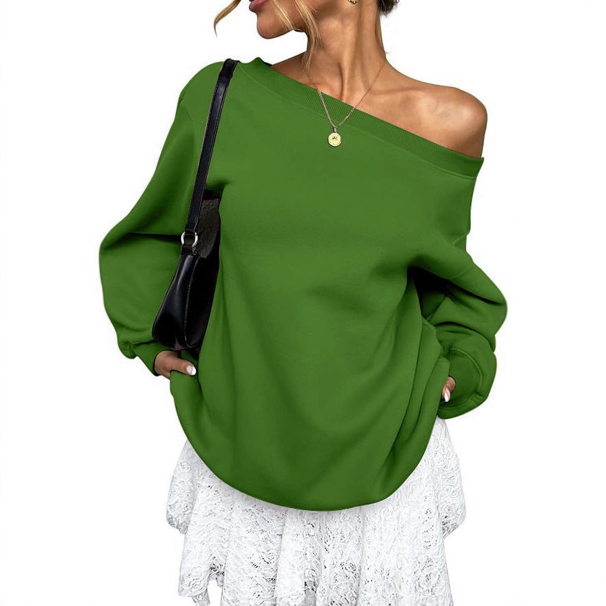 Sweaters Women's Clothing Solid Color Diagonal Collar