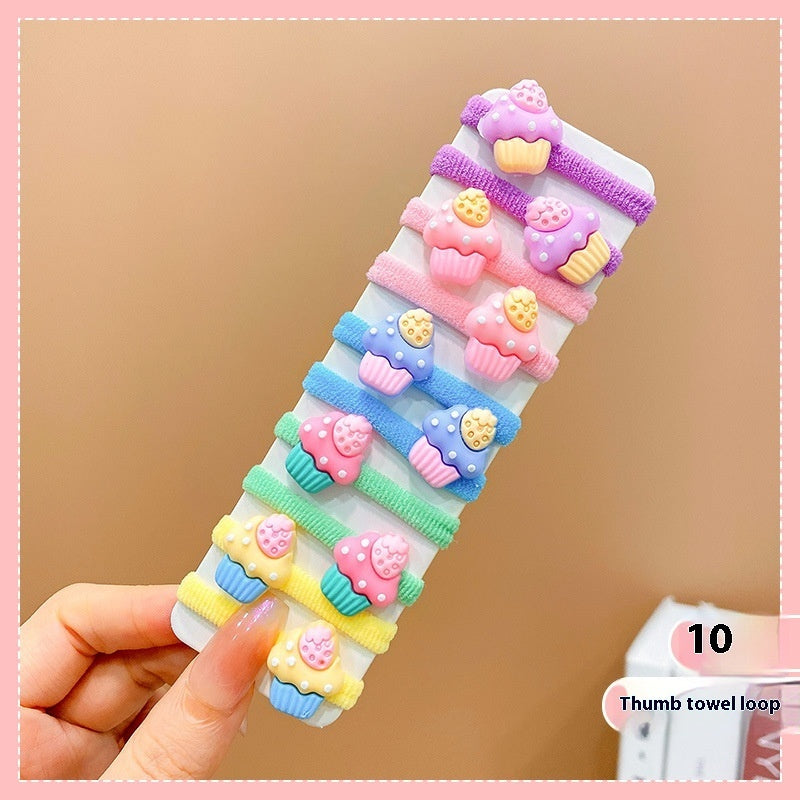 Rubber Band Female Hair-binding Children's Cartoon Hair Band Cute Baby Hair Friendly String Hair Rope Headdress