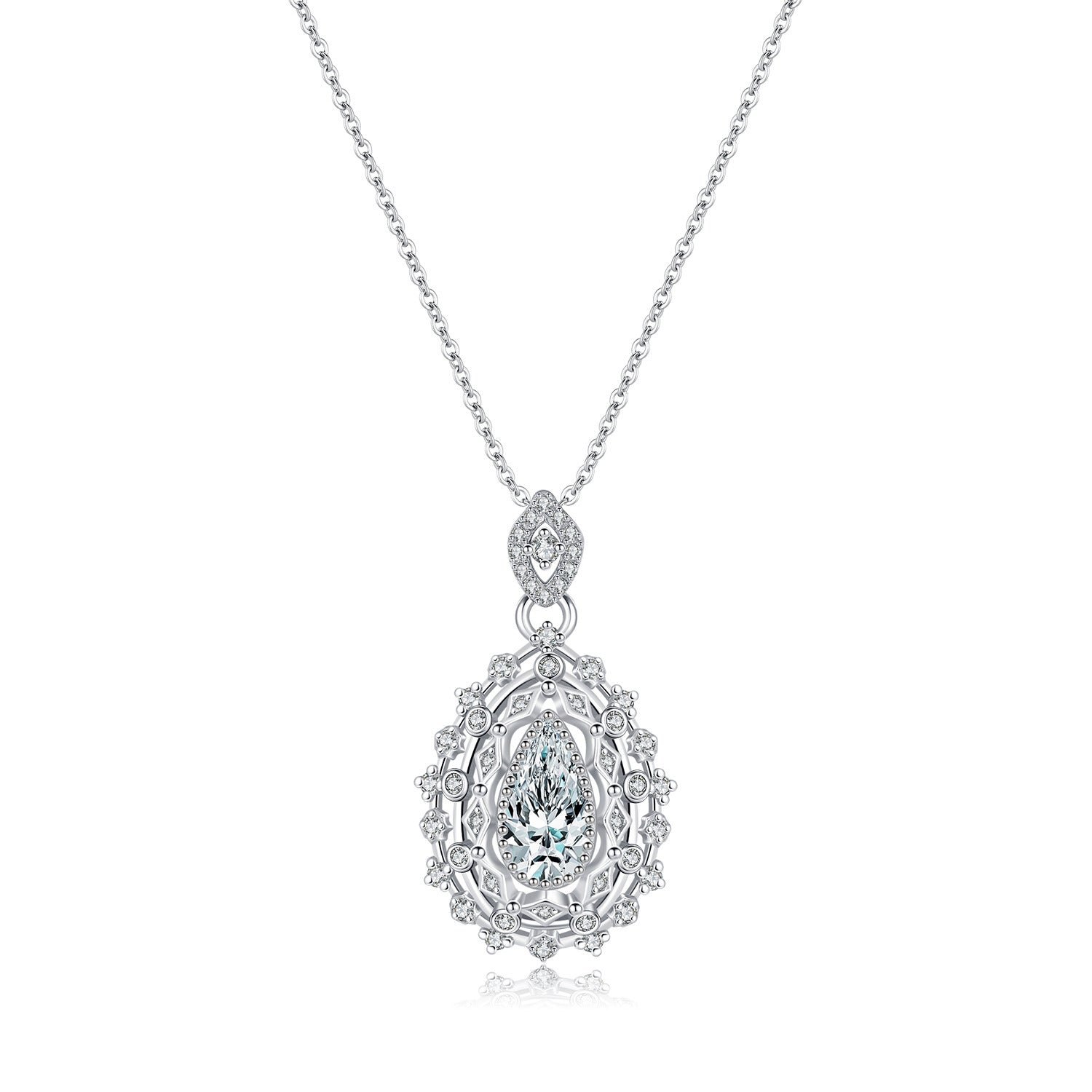 S925 Sterling Silver Old Money Style Luxury Full Diamond Drop Pendant