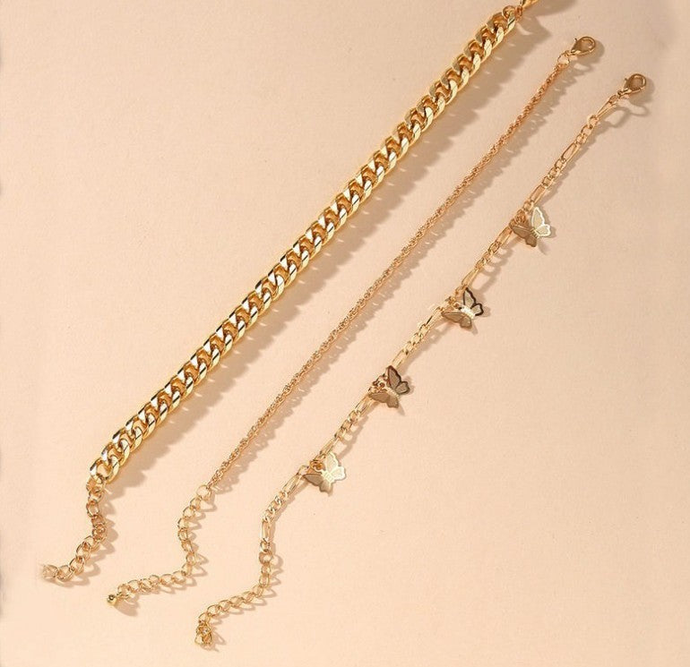 Fashion Personality Butterfly Simple Twin Style Anklet For Women
