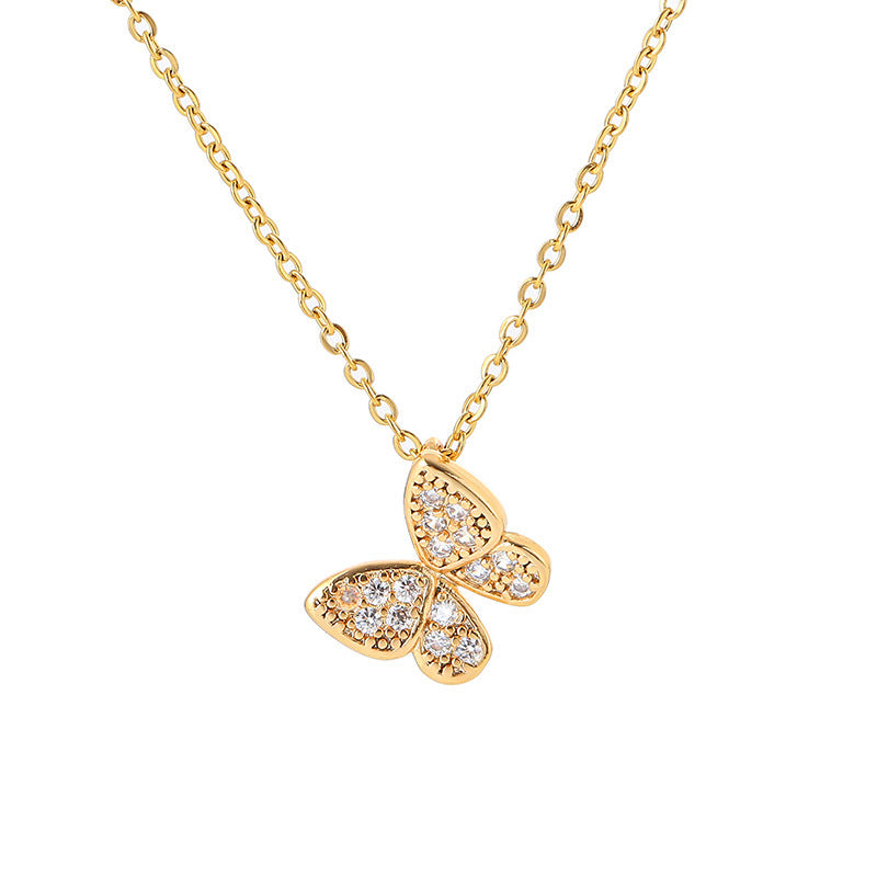Ins Style All-match Butterfly Clavicle Titanium Steel Necklace Women