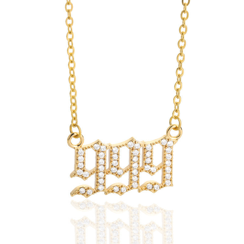 Zircon Necklace Men And Women Couples Old English