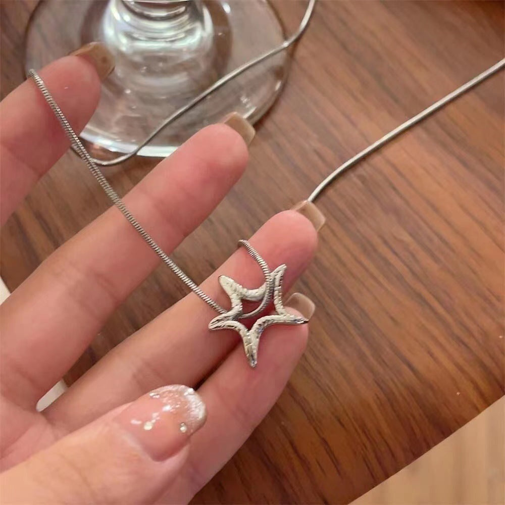 Silver Starfish Style High Sense Autumn And Winter New Necklace For Women