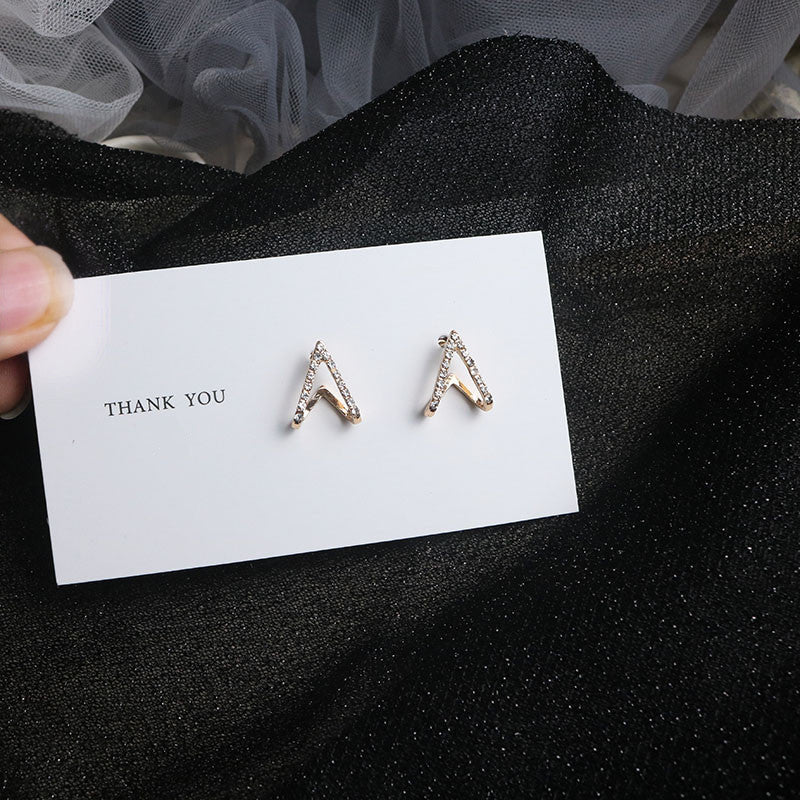 Trendy Sterling Silver Needle Stud Earrings For Women Korean Style Popular