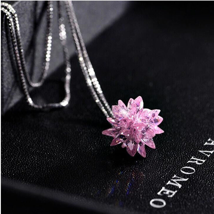 Zircon Small Flower Korean Style Hot Short Necklace Women
