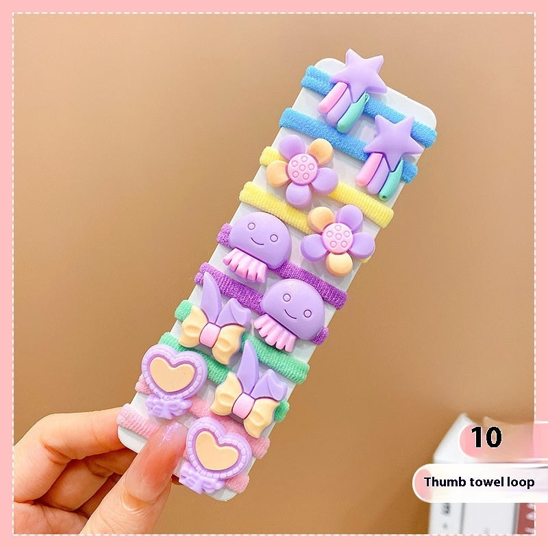 Rubber Band Female Hair-binding Children's Cartoon Hair Band Cute Baby Hair Friendly String Hair Rope Headdress