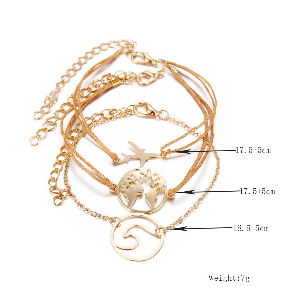 Fashion World Map Bracelet HAILANG Creative Style Three-piece Set For Women