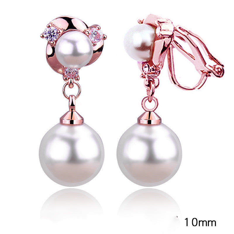 Style Tassel Clip Sterling Silver Pearl Earrings For Women