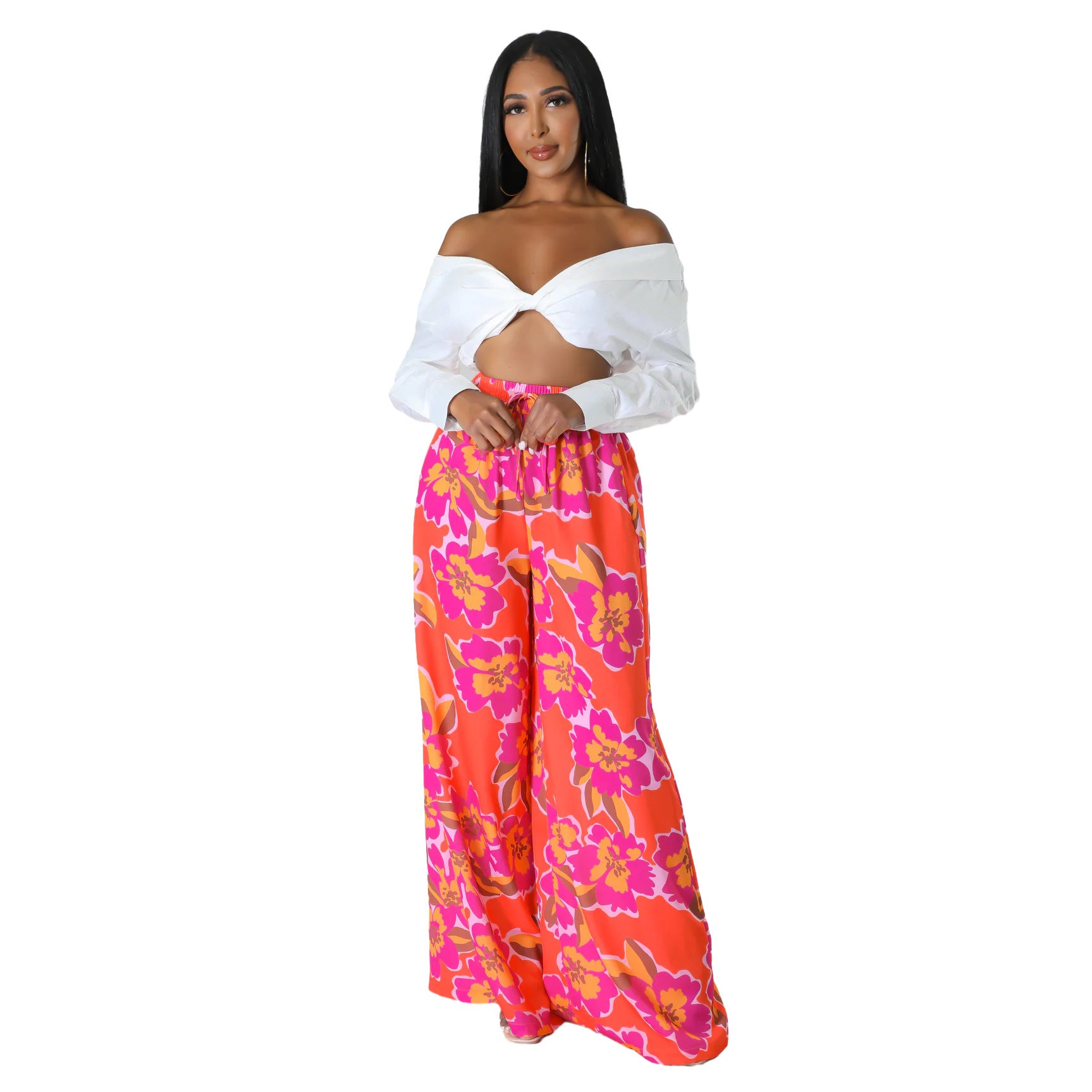 Women's Fashion Casual Pattern Printed Wide-leg Pants