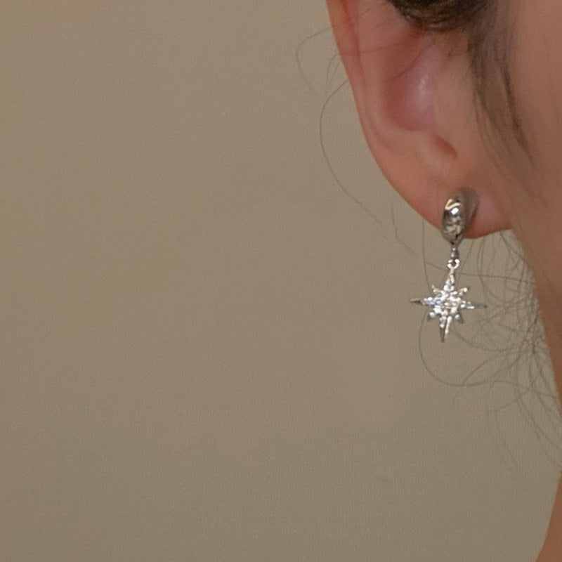 Fashion Trendy Grace Unique All-match One Style For Dual-wear Zircon Asterism Stud Earrings For Women
