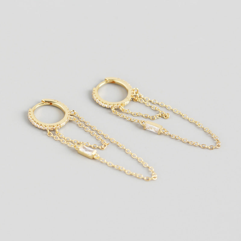 INS Style Chain Tassel Long Paragraph Ear Ring Wild Women Girl Silver Ear Jewelry