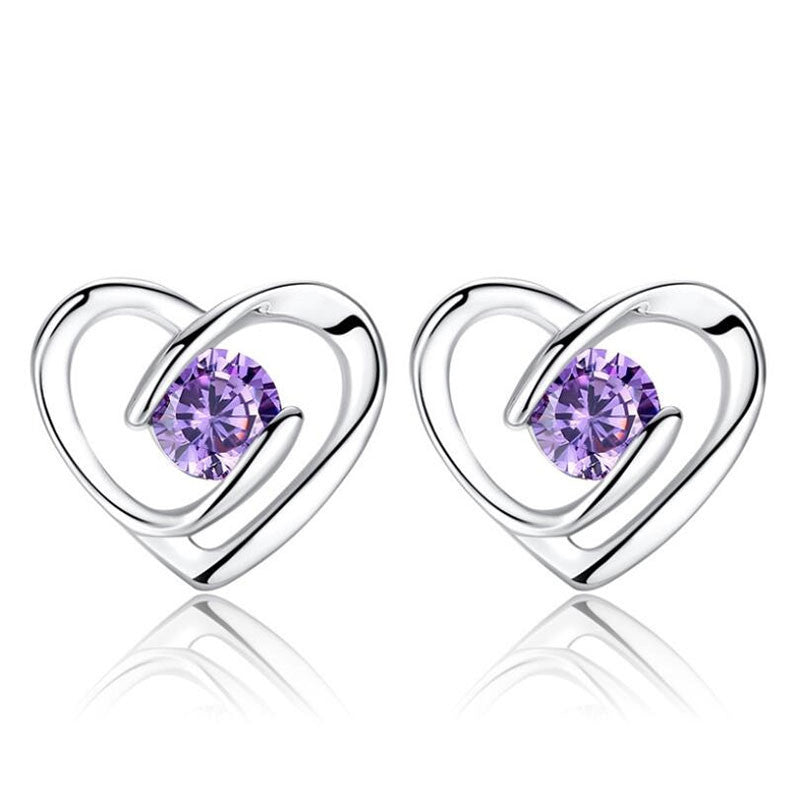 Simple Ear Jewelry Silver-plated Female Earrings Fashion Korean Style Heart-to-heart Earrings Women