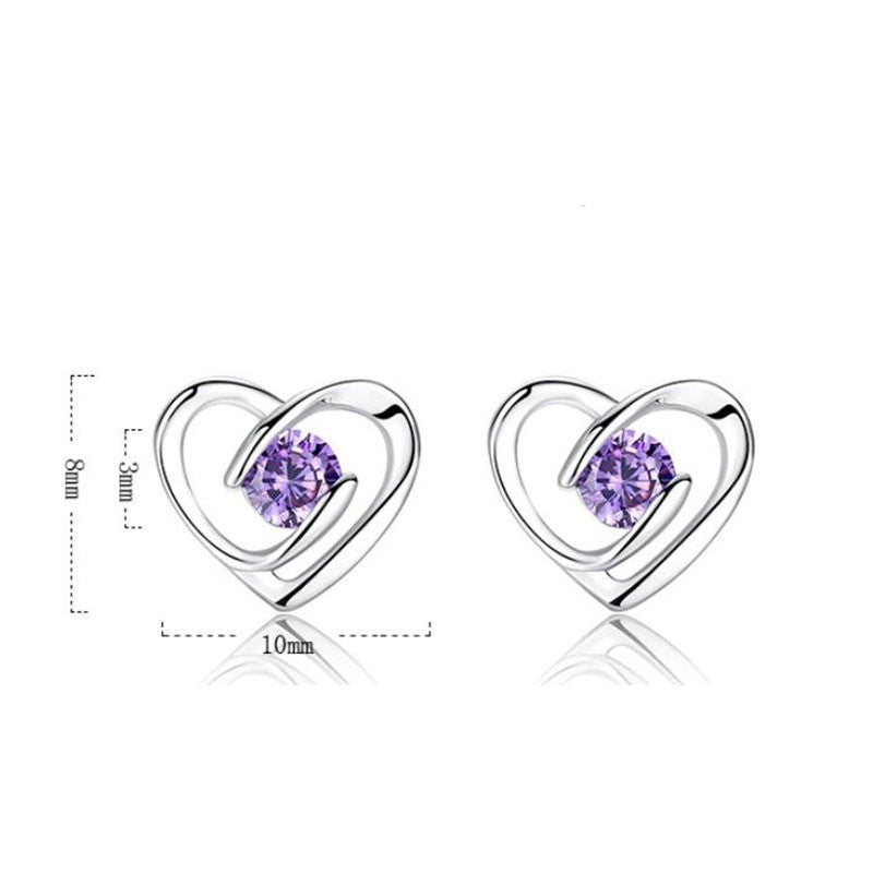 Simple Ear Jewelry Silver-plated Female Earrings Fashion Korean Style Heart-to-heart Earrings Women