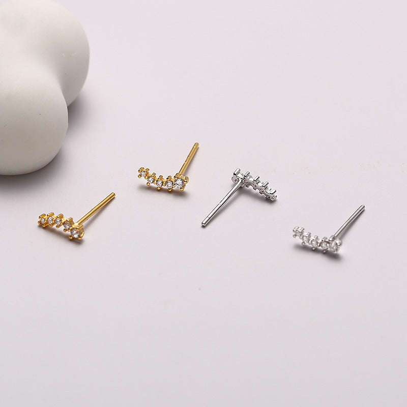 S925 Sterling Silver Stud Earrings For Women Korean Style
