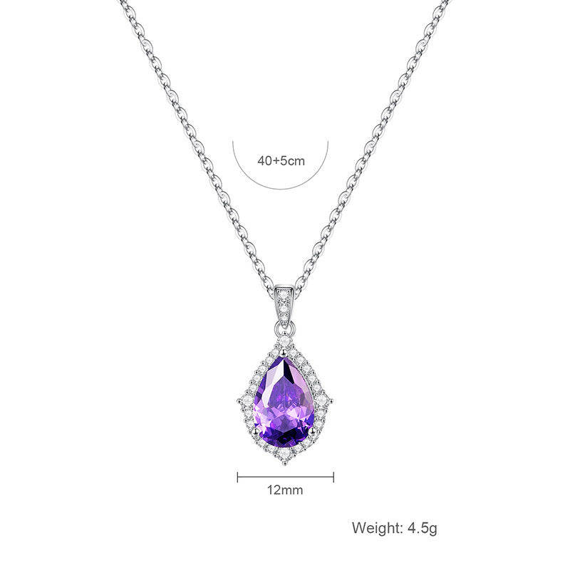 Necklace Korean Style Simple Amethyst Pendant Women
