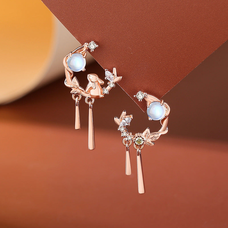 Original Mori Style Adorable Rabbit Earrings National Style Retro