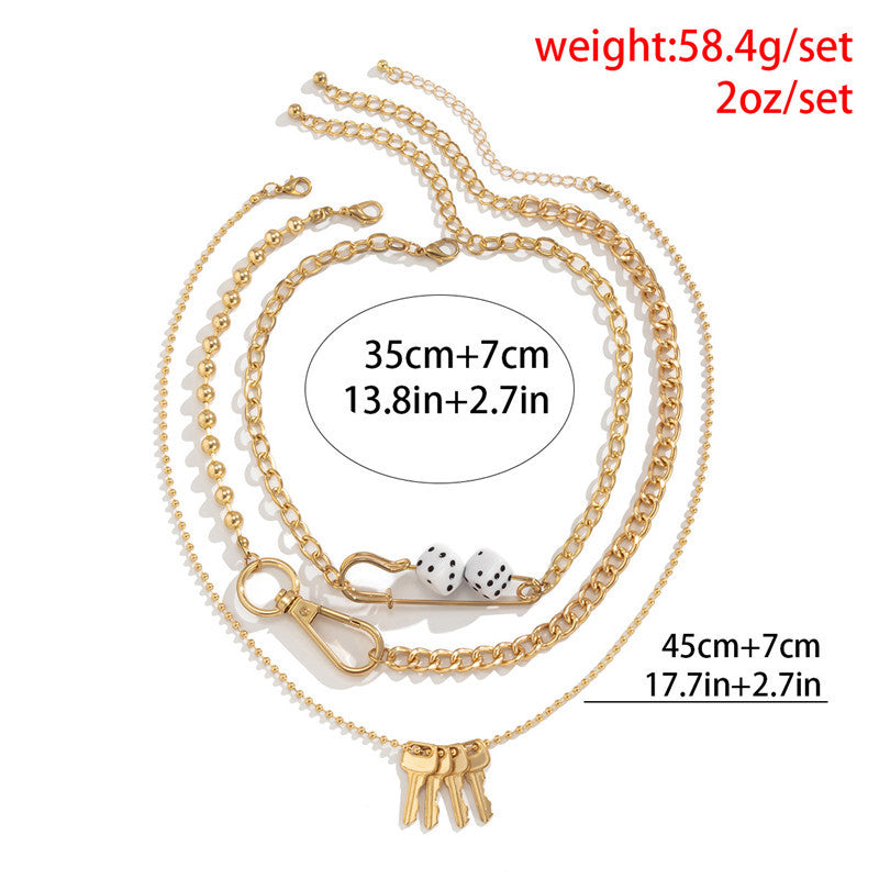 Hip-hop Punk Style Metal Pin Key Necklace Women