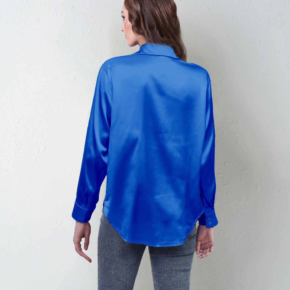 Women's Silk-like Long-sleeved Shirt Top