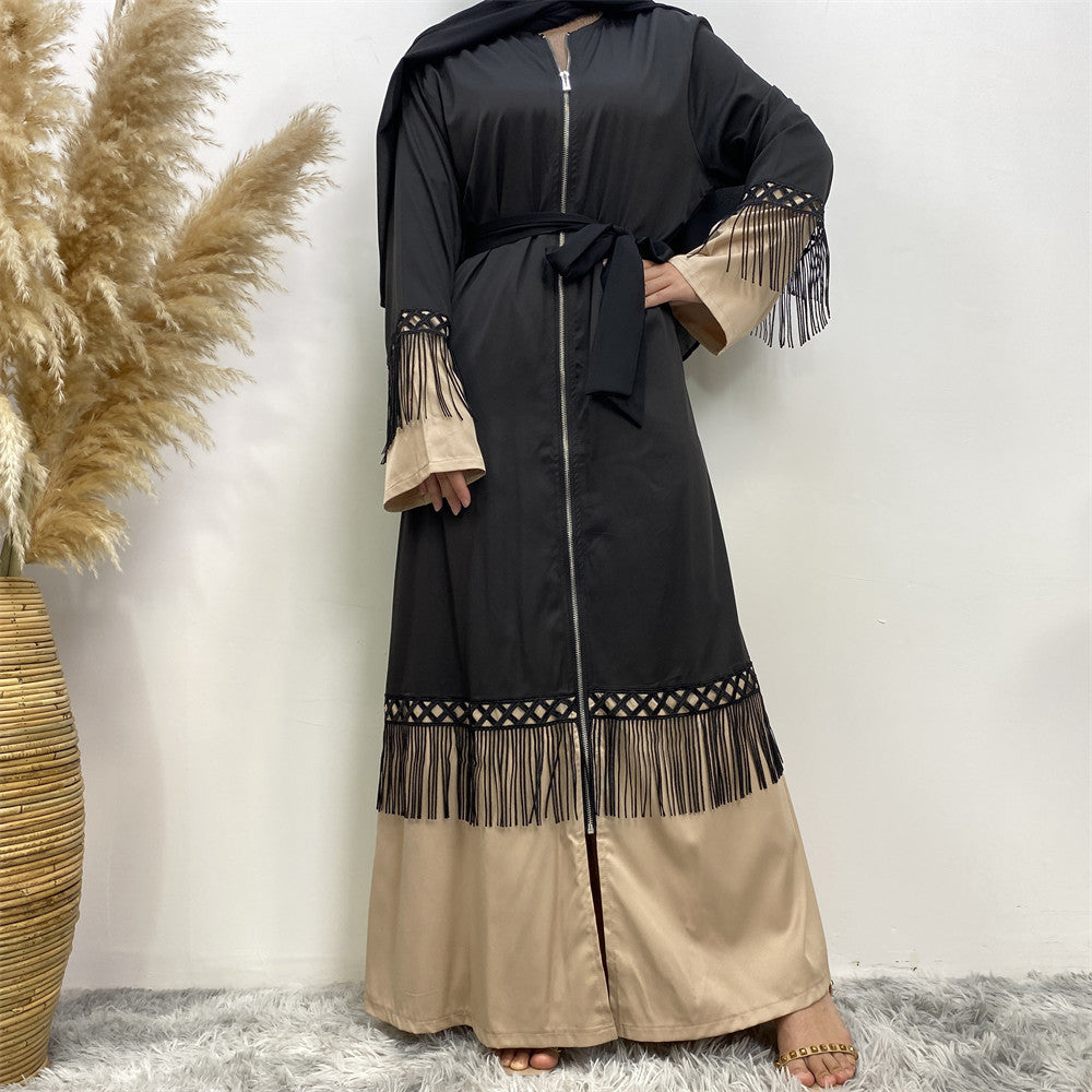 Fringe Lace Stitching Fashion Long Dress Women's Clothing