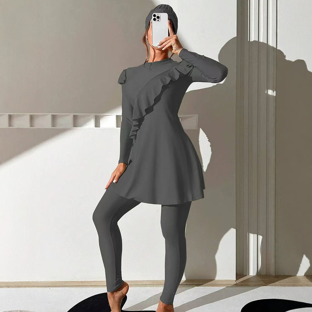 Muslim Swimsuit Long Sleeve Swimming Dress Long Swimming Trunks Two-piece Set