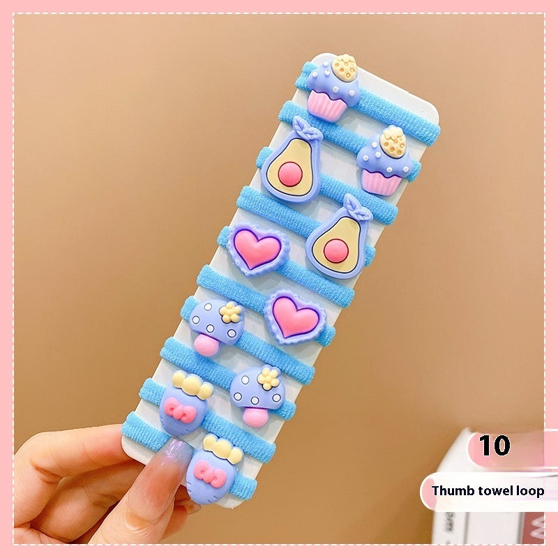 Rubber Band Female Hair-binding Children's Cartoon Hair Band Cute Baby Hair Friendly String Hair Rope Headdress