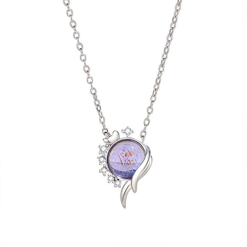 925 Sterling Silver Mori Style Iris Tectorum Necklace For Women