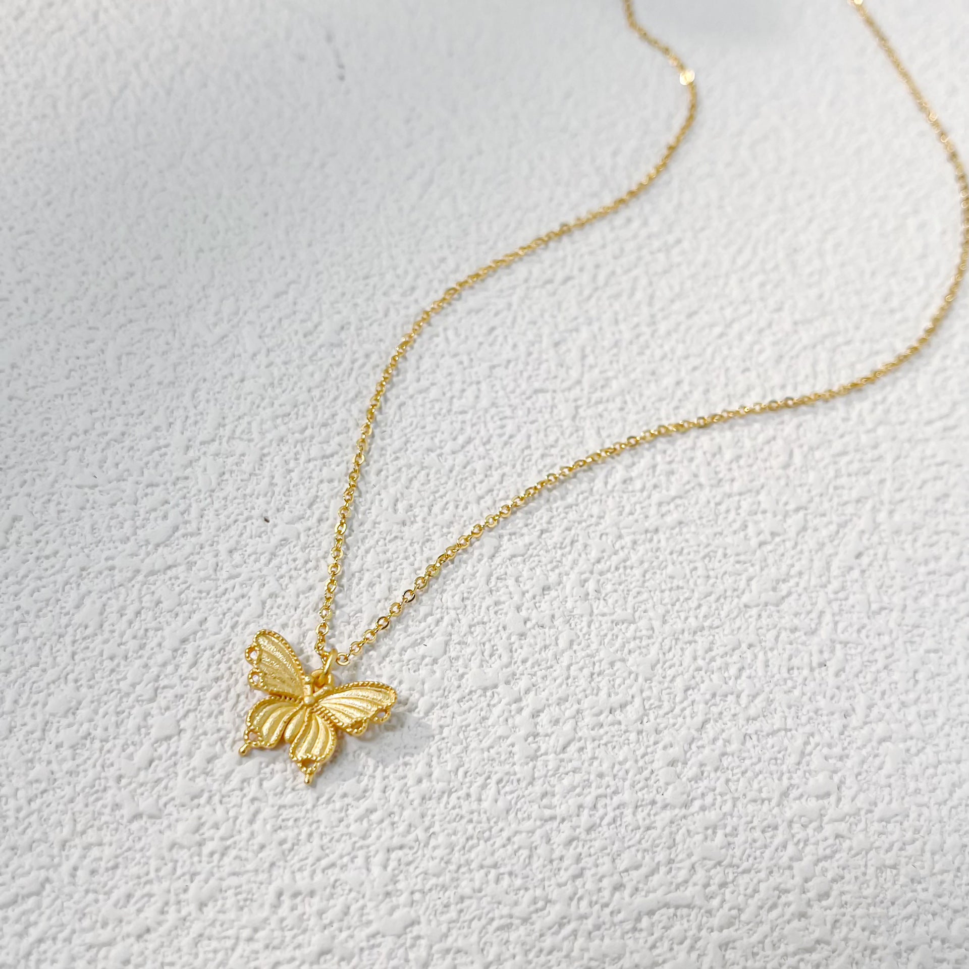 New Chinese Style Palace Style Filigree Butterfly Women's Necklace Ancient Style Alluvial Gold